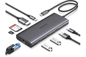 UGREEN Revodok Pro 109 USB C Hub 9 in 1 10Gbps USB C 3.2 & USBA 3.2 4K 60Hz HDMI, 100W Power Delivery, SD/TF Card Reader Gigabit Ethernet for MacBook Pro/Air,iPhone 15 Pro/Pro Max, Thinkpad and More.