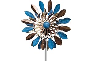 HWISHARE Solar Wind Spinner, Waterproof Outdoor Metal Wind Sculpture for Patio, Lawn & Garden Decor (Square Spinner)