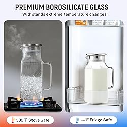 40 oz,1.2Liter Square Glass Pitcher with Lid and