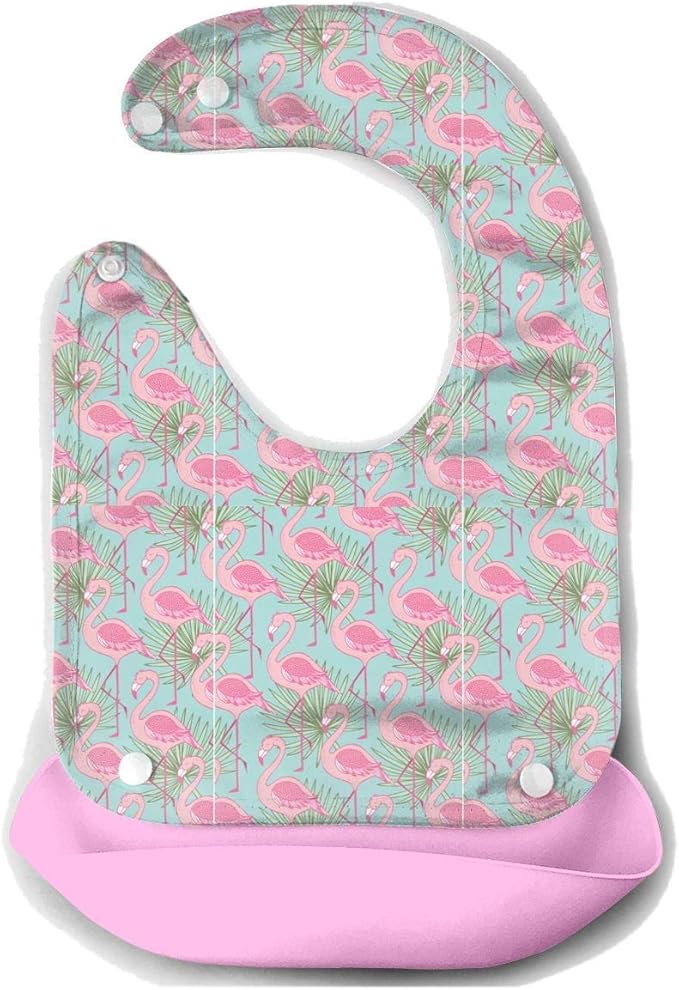 N&A Bib with Snap Pocket Silicone Bib Infant Baby Bibs Baby