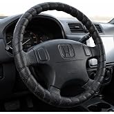 FINOO Black Lace-On Steering Wheel Cover, 14&ndash;15 Inch Universal Fit, Retro Classic Style for Cars Trucks SUVs, Stretch Grip,Accessory Auto Vehicle, DIY Install