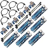 6-Pack PCIe riser cable VER 006 or Ver006C PCI-E 16x to 1x Powered Riser Adapter Card USB 3.0 Extension Cable 6pin MOLEX to SATA Power Cable - GPU Riser Adapter - Ethereum Mining ETH miner cable rig