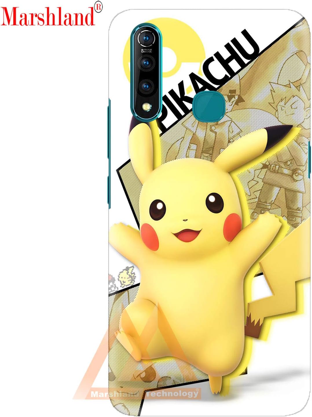 MARSHLAND Latest Pikachu Character Pattern Printed Design Hard Shell Case Back Cover Compatible for Vivo Z5X
