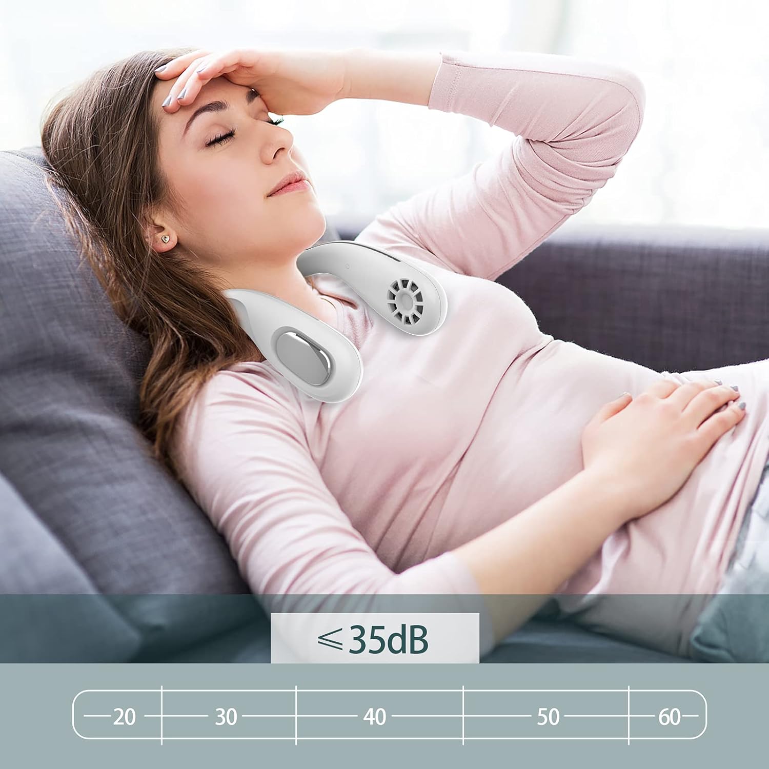 Personal Fan,Portable Neck Fan Rechargeable,Hands-Free Bladeless Fan with Three-speed Change,360° Surround Airflow Personal Cooling Fan for Outdoor Sports Travel (White): Kitchen & Dining