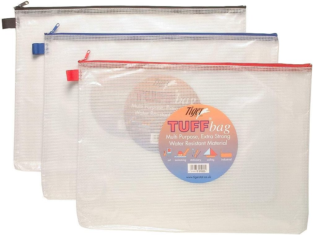 A3 ( 46cm X 35cm) Tuff Bags Clear Reinforced Storage Folders Bags Zippa Zip Wallet Case Heavy Duty 301022 (1 Pack)