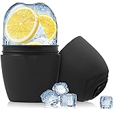 Evmliy Silicone Ice Roller Facial Massager - Brighten Skin, Reduce Puffiness, Reusable Ice Roller for Face &amp; Eyes, Freezer (1Pack, Black)