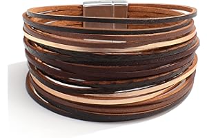 hotoo Handmade Layered Leather Bracelets Wrap for Women Stackable Chunky Colored Men Cuff Bracelet Wristband Bangle Gifts