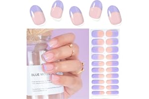 CANVALITE 20pcs Semi Cured Gel Nail Strips French Tips for Women,Gel Nail Wraps UV Gel Nail Stickers Required UV Light for Home Nail DIY Salon Quality Gel Polish Strips