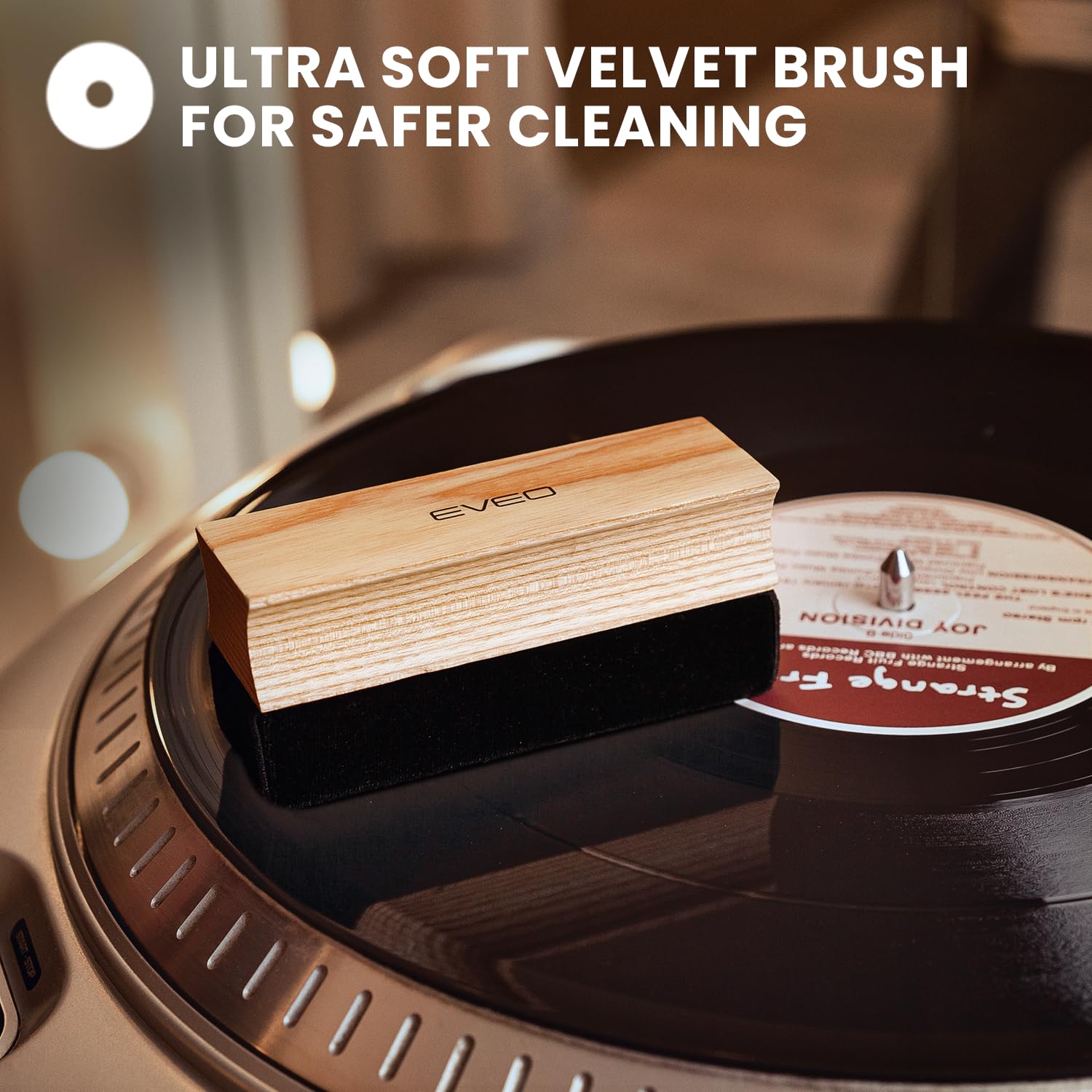 EVEO Vinyl Record Cleaning Kit - 4-in-1 Premium Vinyl Record Cleaner & Vinyl Cleaning Kit with Velvet Brush, Vinyl Cleaner Liquid, Duster & Turntable Stylus Gel