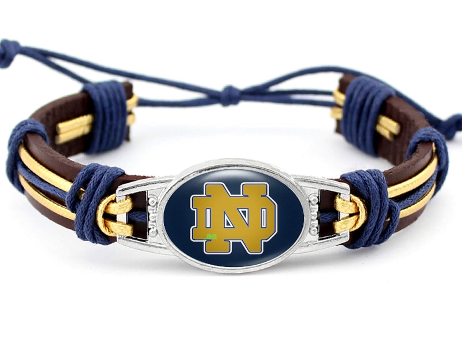 BAS Notre Dame Fighting Irish Real Leather Adjustable Cord Tie 7 to 10