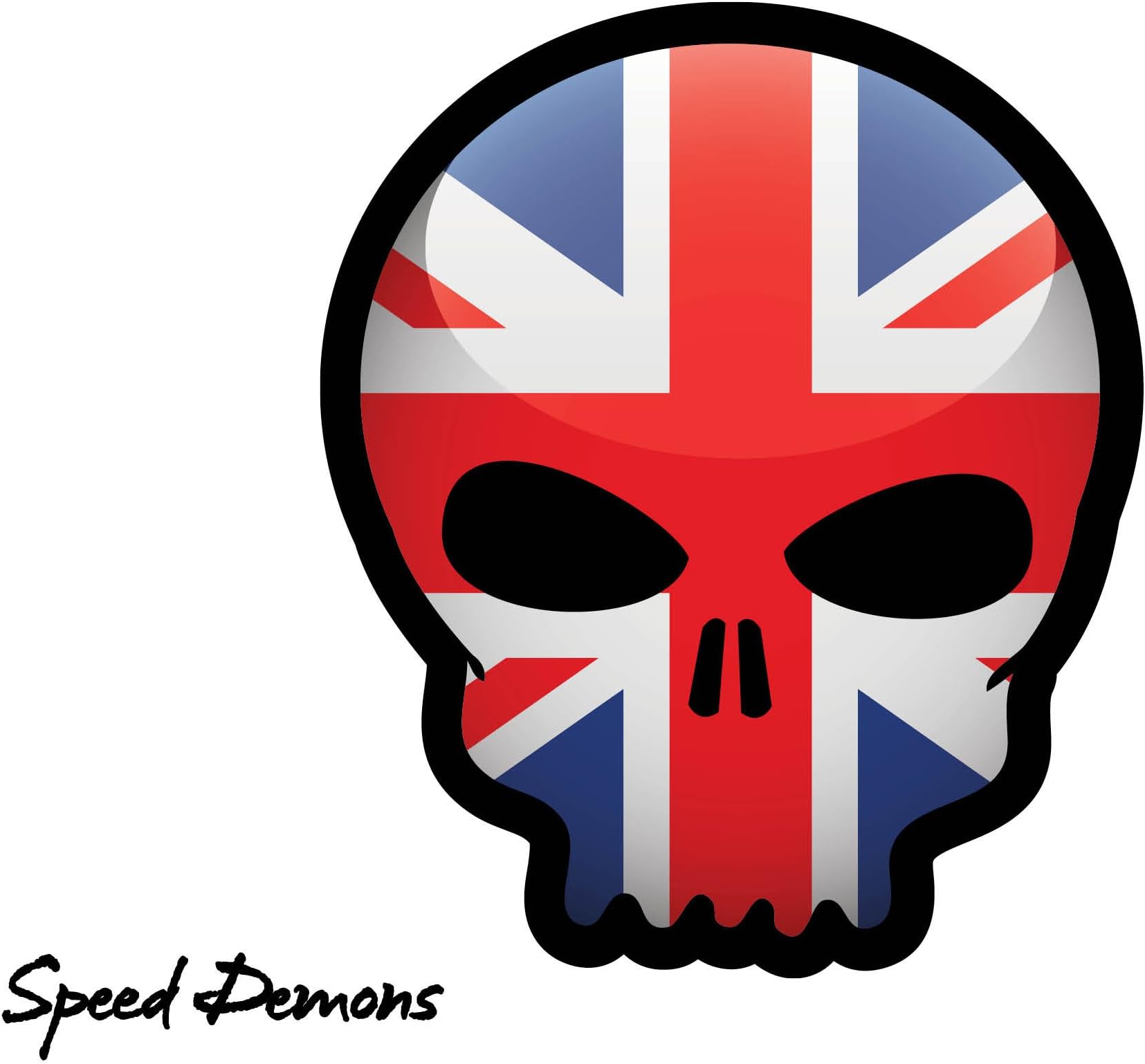 BITS4REASONS SPEED DEMONS SKULL STICKER GRAPHIC SELF ADHESIVE FOR ANY SURFACE INCLUDING LAPTOPS AND CARS - UNION JACK FLAG HQ DIGITAL PRINT