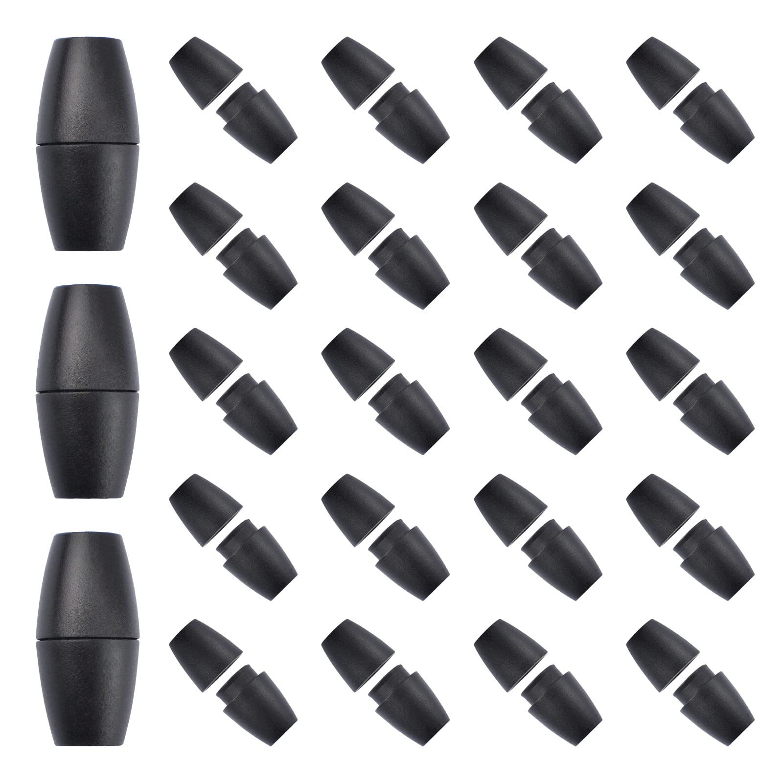 WANDIC Breakaway Clasps, 100 Pieces Black Plastic Bead Barrel Connectors Safety Clasp Buckle for Necklaces Lanyards Bracelets DIY Crafts Making