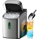 Silonn Nugget Ice Maker Countertop, Pebble Ice Maker with Soft Chewable Ice, One-Click Operation Ice Machine with Self-Cleaning, 33lbs/24H, Stainless Steel