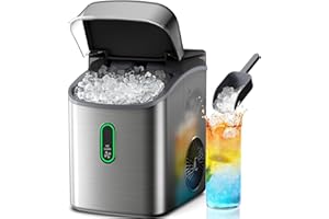 Silonn Nugget Ice Maker Countertop, Pebble Ice Maker with Soft Chewable Ice, One-Click Operation Ice Machine with Self-Cleaning, 33lbs/24H, Stainless Steel