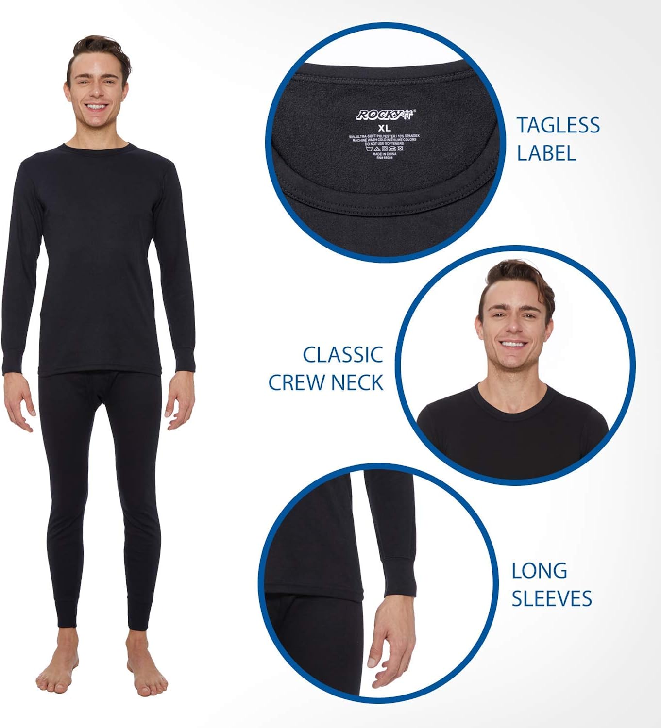 Rocky Thermal Underwear for Men Waffle Thermals Men's Base Layer Long John Set at  Men’s Clothing store