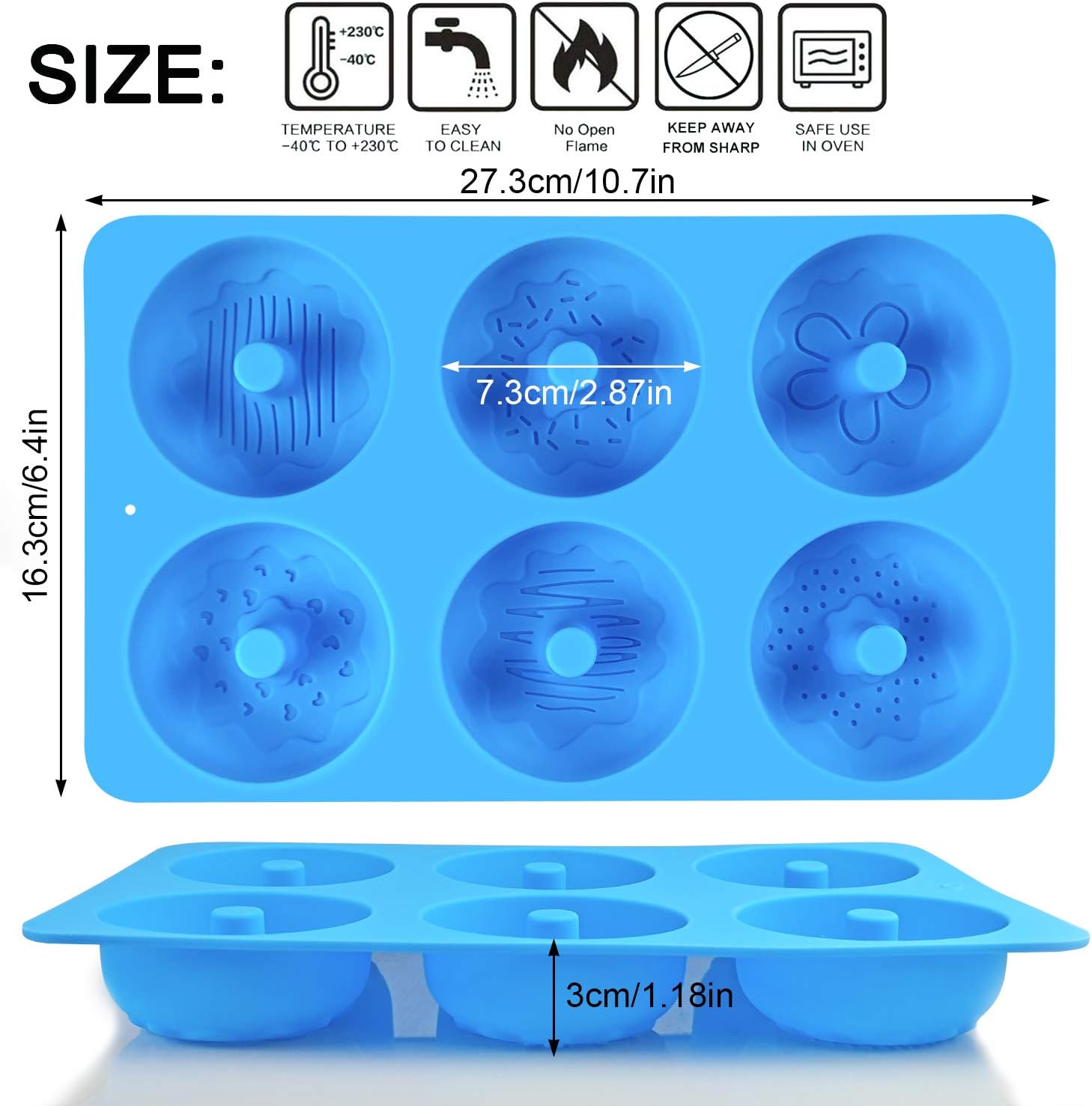 Mity rain Silicone Baking Mold/Donut Pans/Round Mold for Soap Cupcake Cake Biscuit Muffin Jello Bagels（Set of 2）: Kitchen & Dining