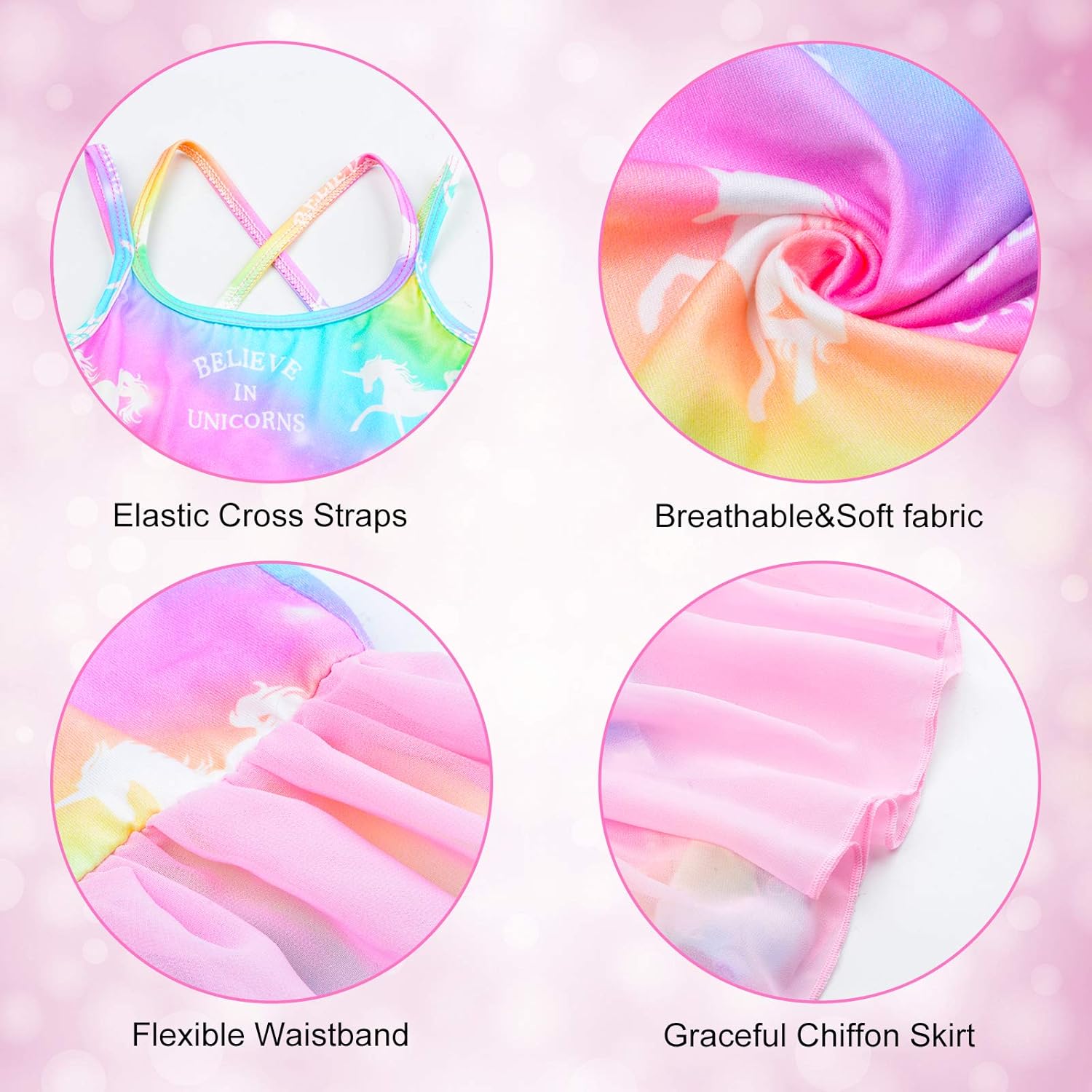 Nidoul Kid Girls Gymnastics Skirted Leotards Ballet Dance Dress Unicorn Rainbow Tutu Camisole Skirt: Clothing