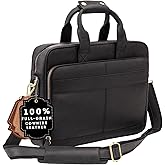 Luxorro Full-Grain Leather Briefcase for Men - Laptop Bag with Leather Computer Compartment