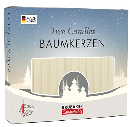 Brubaker 20er Pack Baumkerzen Wachs Weihnachtskerzen Pyramidenkerzen Christbaumkerzen Champagner