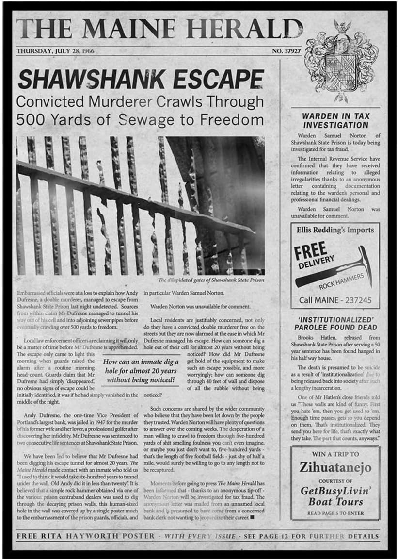 The Shawshank Redemption: The Maine Herald Poster (A2/N/A)