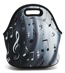 iColor Music Note Neoprene Lunch Bag, Kids Thermal Lunch Tote Bag, Lunch Box & Food Container, Insulated Soft Lunchbox, Food Storage Cooler - Great Gift for Boys,Girls (HST-LB-068)