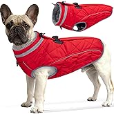 Yoochee Dog Coat, Warm Dog Winter Coat for Small Dogs, Waterproof Jacket with Harness Built in, Reflective Turtleneck Cold Weather Coats with Zipper,Pet Fleece Vest Snow Jacket, Red XS