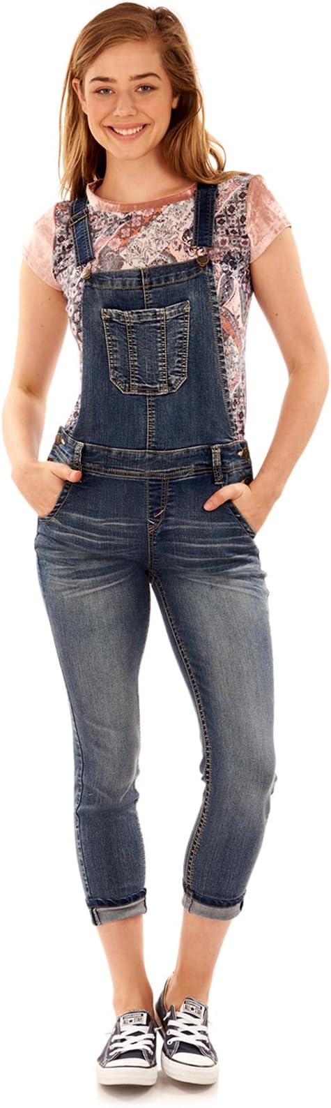 Women's Juniors Plus-Size Stretch Skinny Overalls