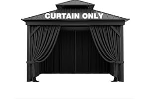 Pakunoda Outdoor Gazebo Curtain Replacement Universal 4-Panel Sidewalls 10' X 10',Outdoor Patio Waterproof Privacy Curtain with Double Zipper for Patio, Canopy, Garden, and Backyard (Curtain Only)