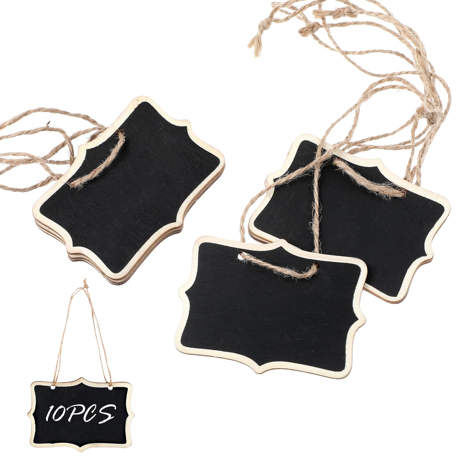Photo 1 of 10 Pcs Mini Chalkboard Signs for Food Reusable Small Hanging Chalk Board Sign Erasable, Double-Sided Food Labels for Party Buffet Wooden Name Tags for Message Board Signs, Price, Plants Black