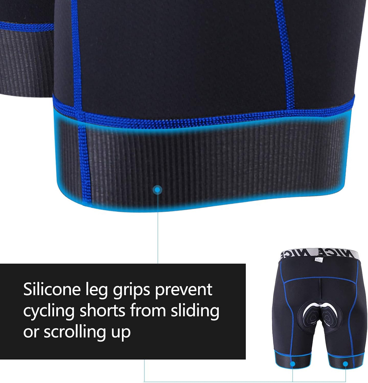 NICEWIN Men's Cycling Shorts Underwear MTB Bike Motorcycle Compression Pants with Wider 3D Pad 1.8 Inch Antislip Leg Opening: Clothing
