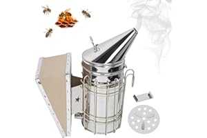 ECONVCE Stainless Steel Beekeeping Smoker with Protective Shield Durable Beehive Smoke Tool for Apiaries Outdoor Use Beekeeping Supplies