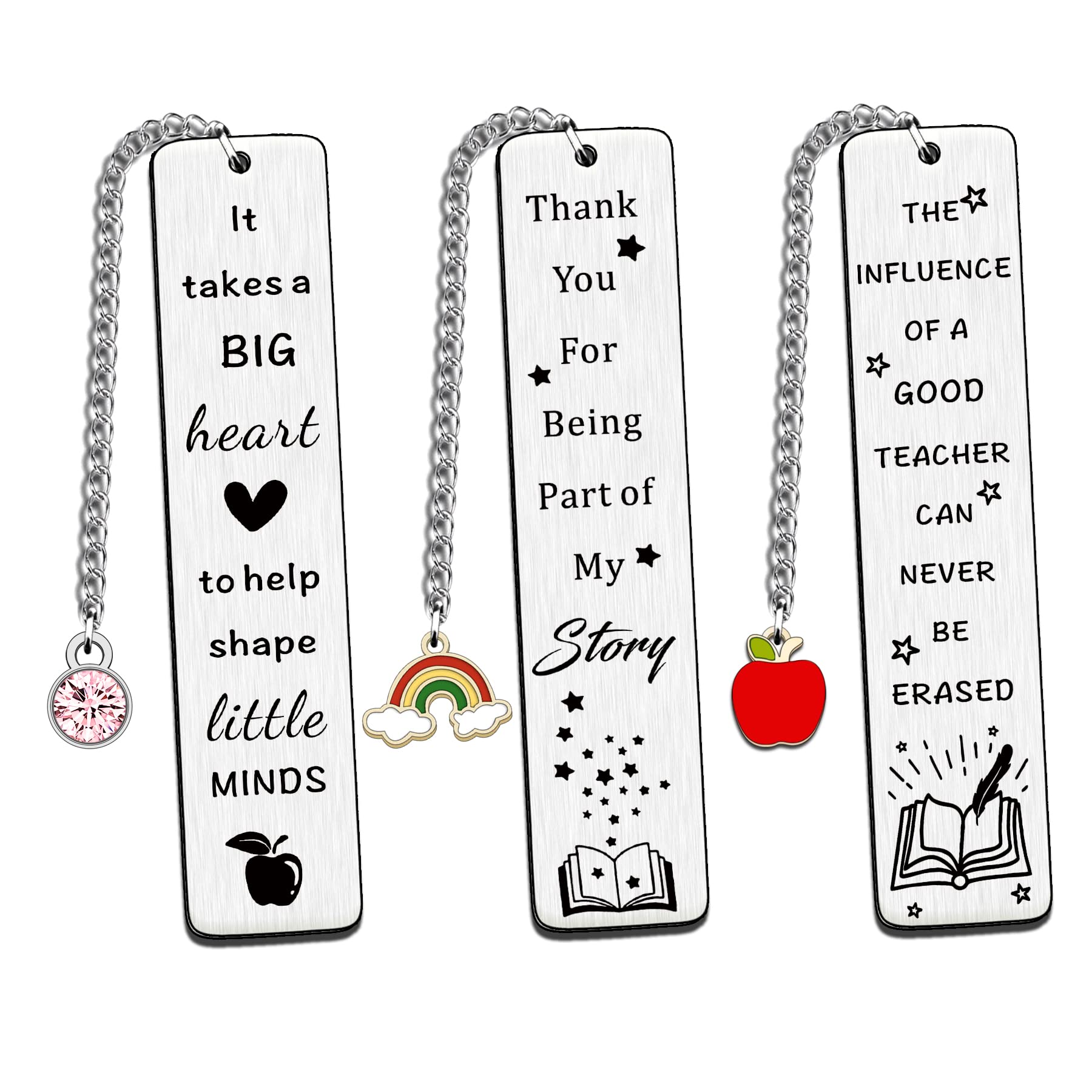 HULALA 3 PCS Thank You Teacher Bookmark Gifts for Women Men Appreciation Gifts for Teacher Leaving End of Term Retirement Christmas Birthday It Takes A Big Heart to Help Shape Little Minds