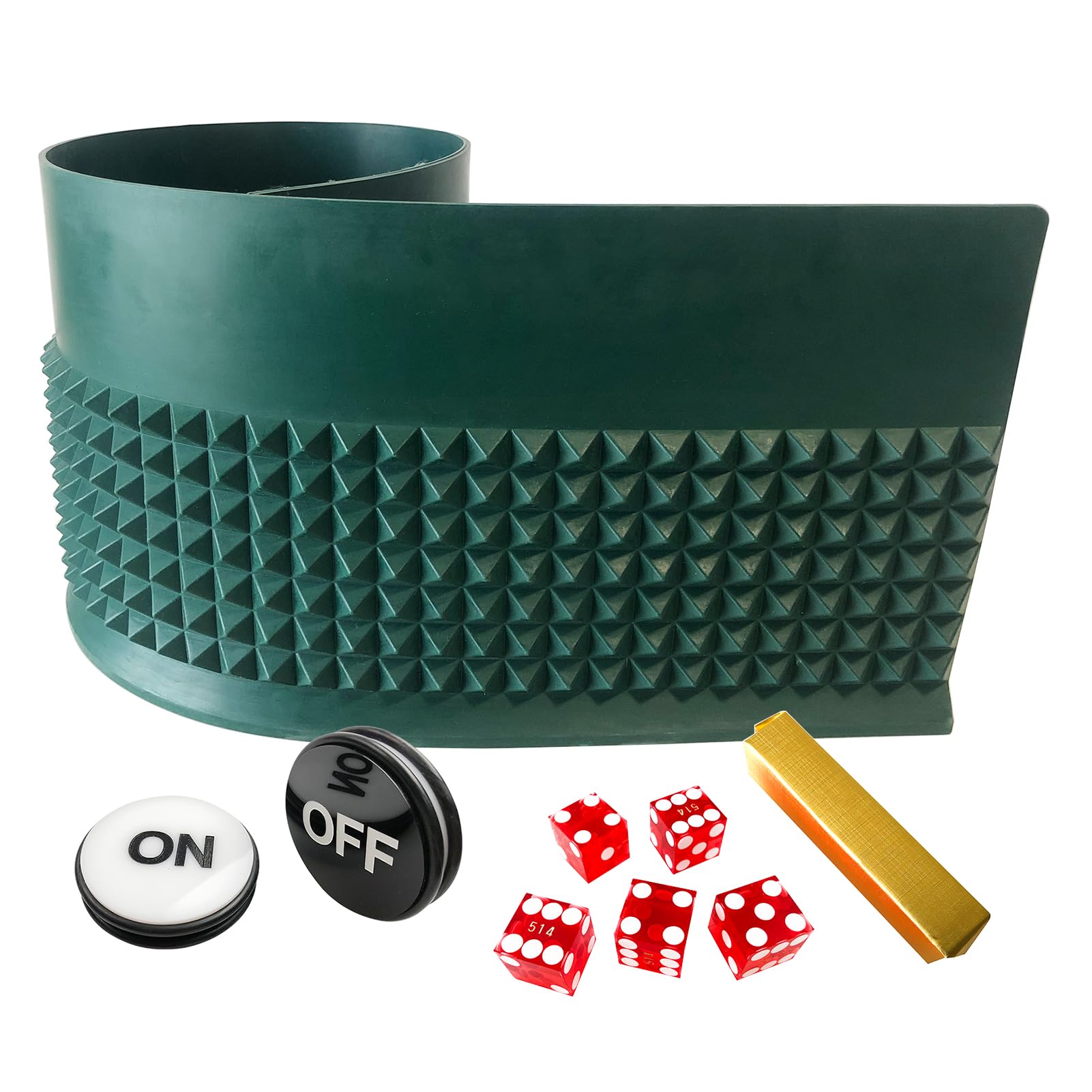 Photo 1 of Yuanhe Craps Table Top Set - Includes Green Craps Diamond Pyramid Bumper Rubber Felt Wall, Casino Grade AAA Precision Serialized 19mm Dice Set,Poker Dealer Button