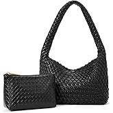 CLUCI Woven Shoulder Bag for Women, Vegan Leather Purse Tote Handbag 2PS