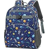 FlowFly Kids Backpack for Toddler Boys Girls, Simple Lightweight Bookbag for Daycare Kindergarten Elementary School Travel, Small Modern Bag (Medium 15'', Astronaut)