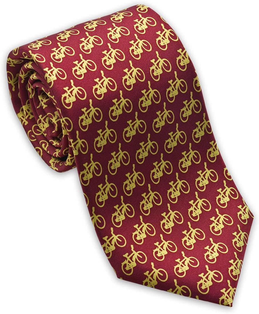 Josh BachMen's Bicycles Necktie, Bikes on a Tie, 100% Silk in Red, Made in USA