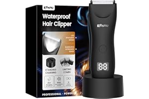 ENSSU Manscaper for Men, Manscape Body Hair Trimmer for Men with Ceramic Blade & LED Light, Waterproof Electric Shaver Groomer for Pubic Hair, Chest, Legs & Bikini, Pubic Hair Trimmer for Wet/Dry Use