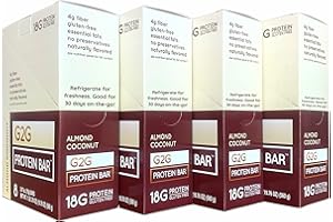 G2G Protein Bar, Almond Coconut, Real Food Ingredients, Refrigerated for Freshness, Healthy Snack, Delicious Meal Replacement, Gluten-Free, 32 Count (4 Packs of 8)
