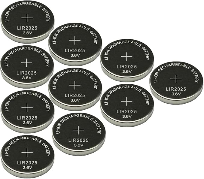 Rechargeable Button Cell Battery 3.6V Lithium ion Type (10pcs LIR2025