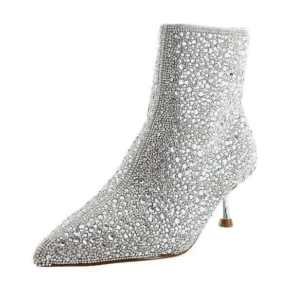 BETSEY JOHNSON WOMEN’S ASH ANKLE BOOT, SILVER, 7.5