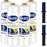 Stretch Film, RAZCC Stretch Wrap Industrial Strength, Shrink Wrap for Pallet Wrap, Heavy Duty Clear Plastic Wrap with Handles