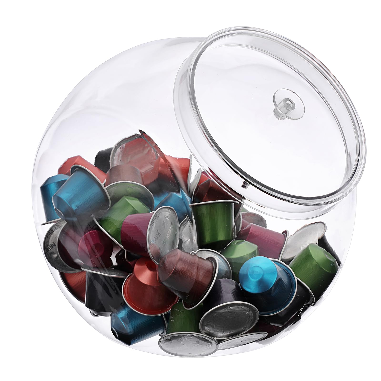 TOLIDA 2.3L Large Capacity Plastic Coffee Pods Holder Candy Container with Lid - Clear PET Storage Box Jar for Coffee Capsules, Candies, Cookie and Chocolates