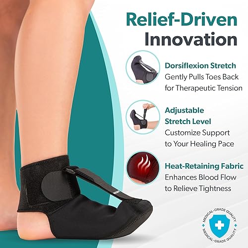 BraceAbility Plantar Fasciitis Night Splint Sock Soft Plantar Fascia Boot  for Sleeping, Achilles Tendonitis