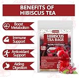 ULTHMOK Premium Hibiscus Tea Bags 100 Bags 7.06 oz Caffeine Free 100% Hibiscus view 6