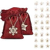 Naler Advent Calendar 2025 Christmas Drawstring Pouches Jute Gift Bags 24 Days Burlap Hanging Countdown Candy Gift Bags for X