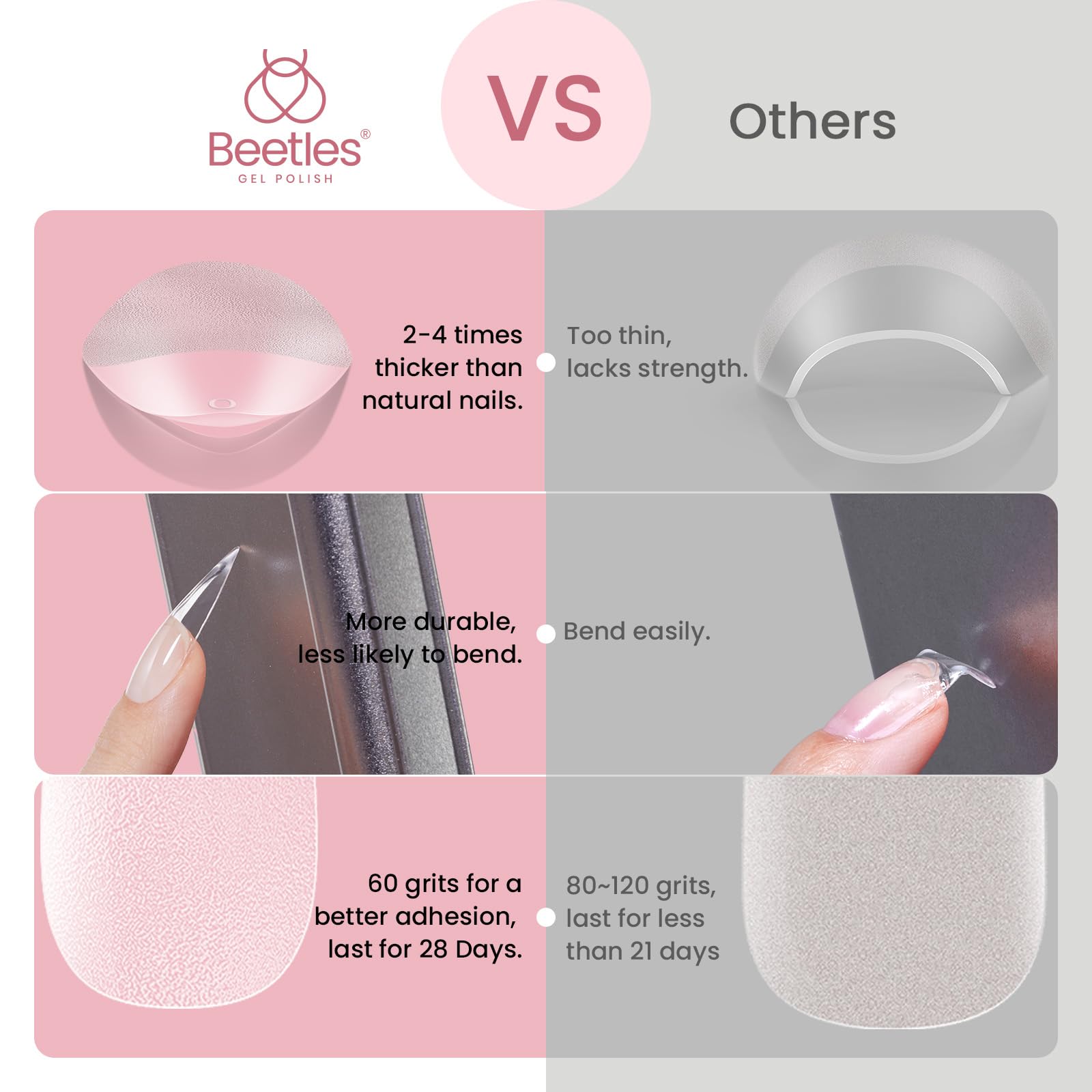 Beetles Stiletto Medium Nail Tips, 288 Pcs Pre-Shaped Etch X Nail Tips Fake Nails Soft Gel Nail Extension Acrylic Tips, Soak Off LED Nail DIY Salon at Home Gifts for Women - Image 5