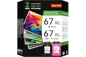 Chromojet 67XL Ink Cartridges Black/Color Combo Pack Compatible for HP Ink 67 67XL Printer Ink 67 Fit for DeskJet 4155e 2855e