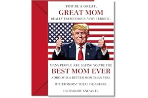 WENHUI Funny Trump Mothers Day Card from Daughter, Son or kids, Hilarious & Heartfelt Message, Premium Quality Greeting Card for Mom, Grandmother or Wife, Ideal for Happy Birthday & Mother's Day Gift