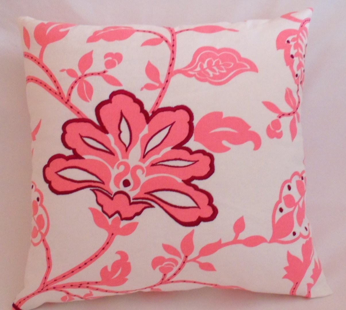 White and Pink Floral Decorative Throw Pillow