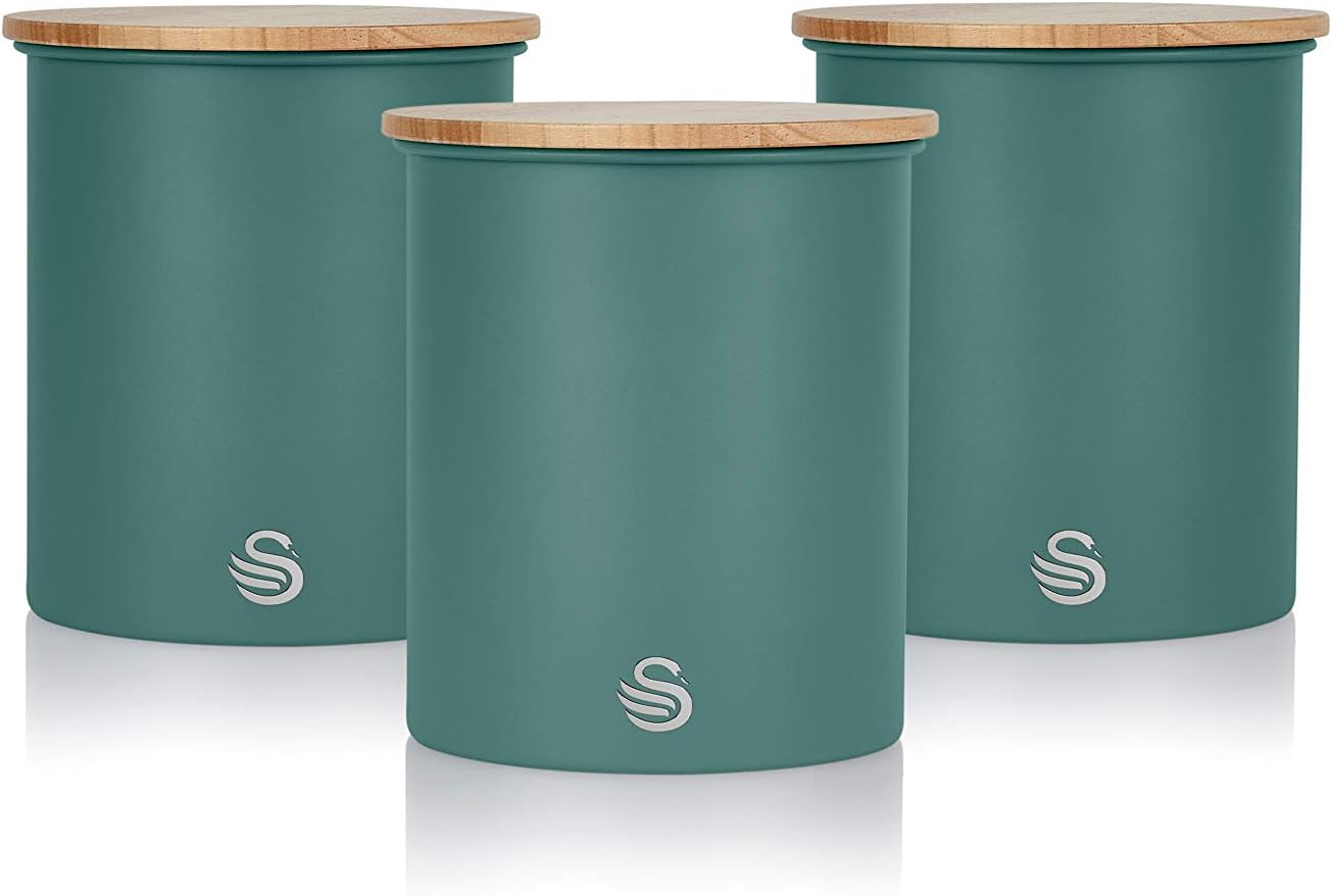 Swan SWKA17513GREN Nordic Scandi Set of 3 Storage, Tea, Coffee and
